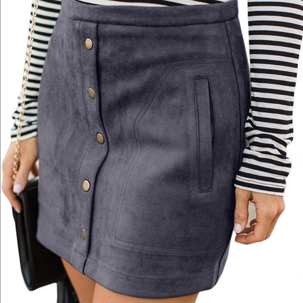 HyFve Gray Suede mini skirt with Buttons size Small